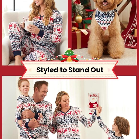 Family Matching Holiday Pajama Set with Socks for Photos & Celebrations - Picture 3 of 4